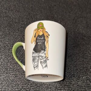 Proud Military Wife Mug with Green Handle Cup